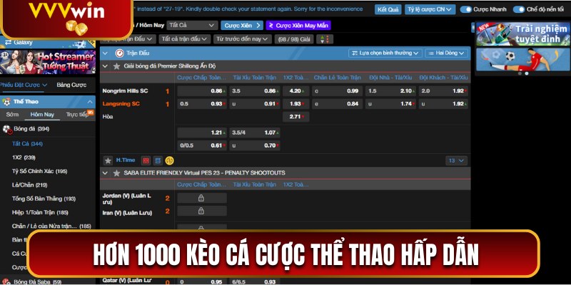 Hơn 1000 kèo cá cược thể thao hấp dẫn