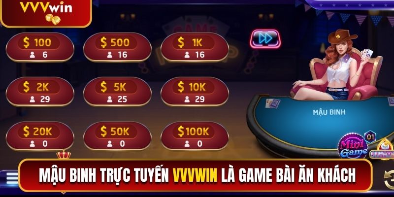Mậu Binh trực tuyến VVVwin là game bài ăn khách